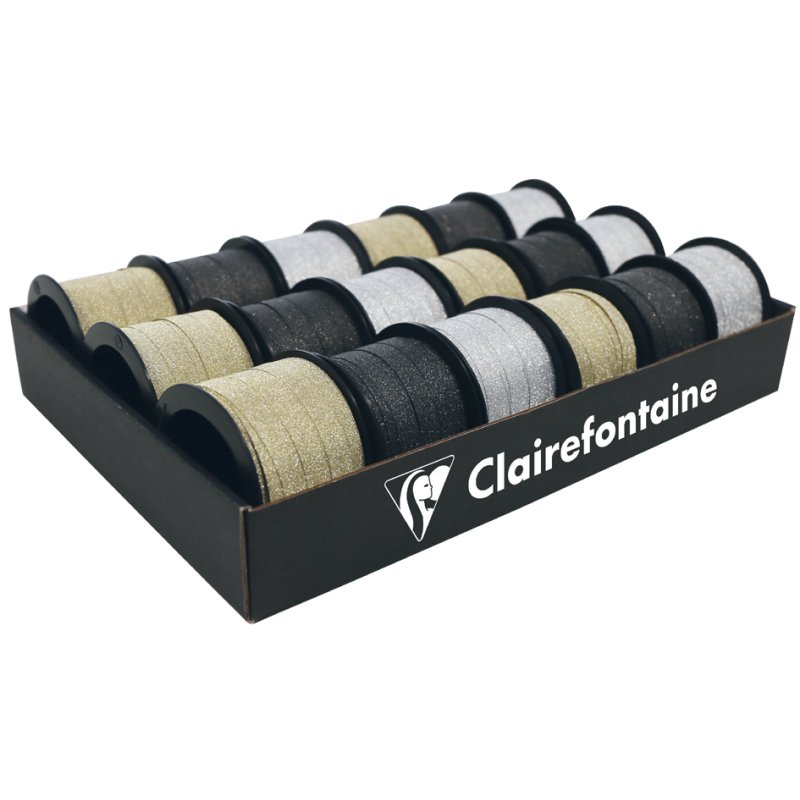 Clairefontaine ruban cadeau Fantasy, paillettes, 10 mm × 10 m, 18 pièces