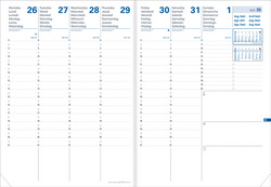 QUO VADIS agenda Président SD 2026/2027, blauw denim, 210×270 mm, 16 maanden