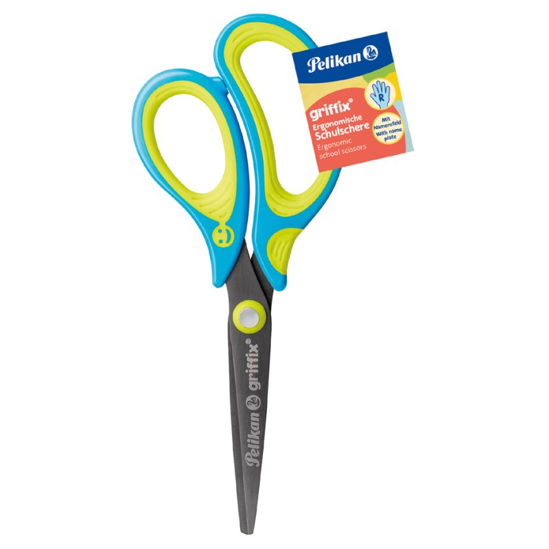 Pelikan gripschrijfschaar, pointu, bleu fluo, gaucher