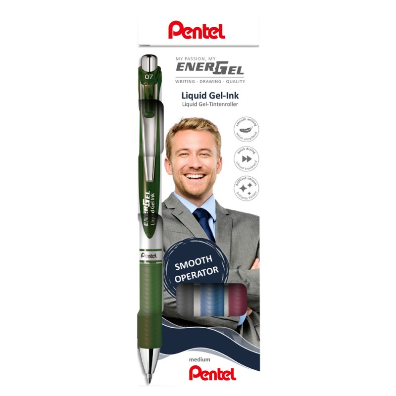 Pentel EnerGel stylo gel, recharge, 4 couleurs basiques, 0,35 mm