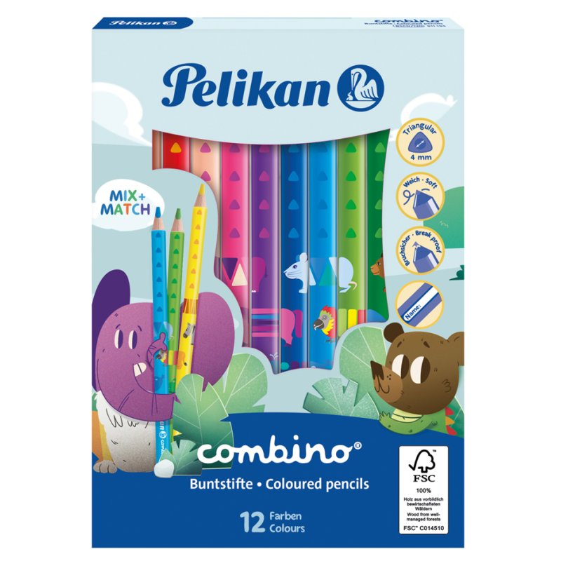 Pelikan triangular colouring pencils, 12 pieces, 175 mm