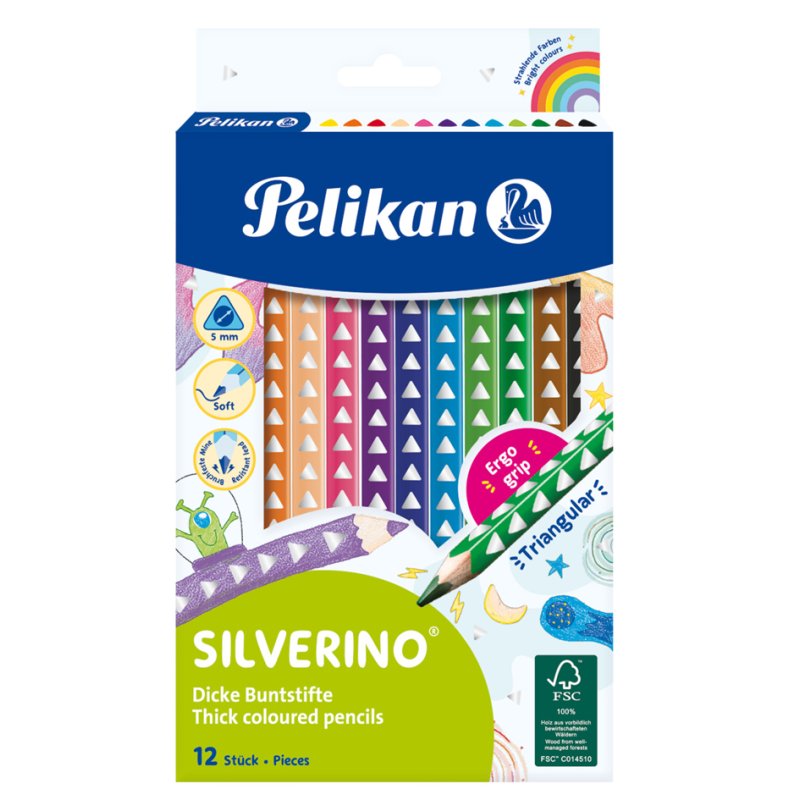 Pelikan crayons de couleur triangulaires, ergonomiques, 6 pièces