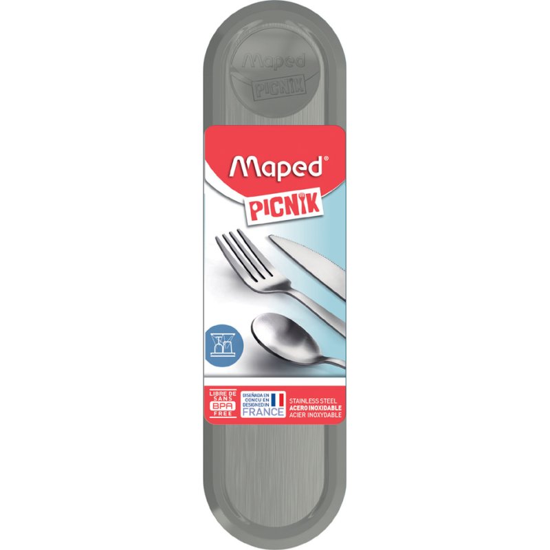 Maped PICNIK ensemble de couverts, acier inoxydable, boîte de rangement bleue, 155 mm