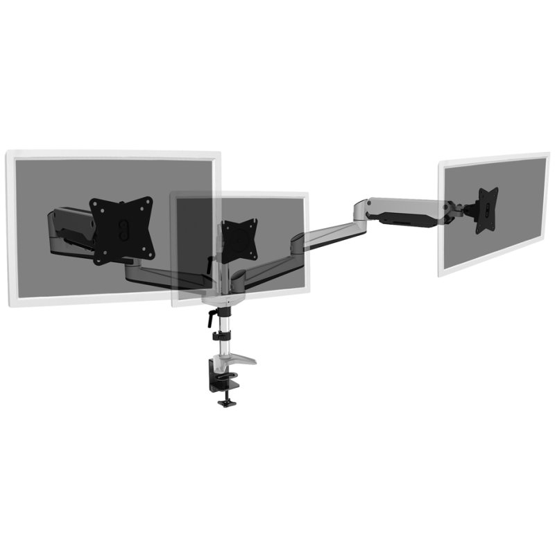 DIGITUS TFT/LCD monitorarm gasdrukveersysteem, 3 monitoren, VESA 75×75/100×100 mm