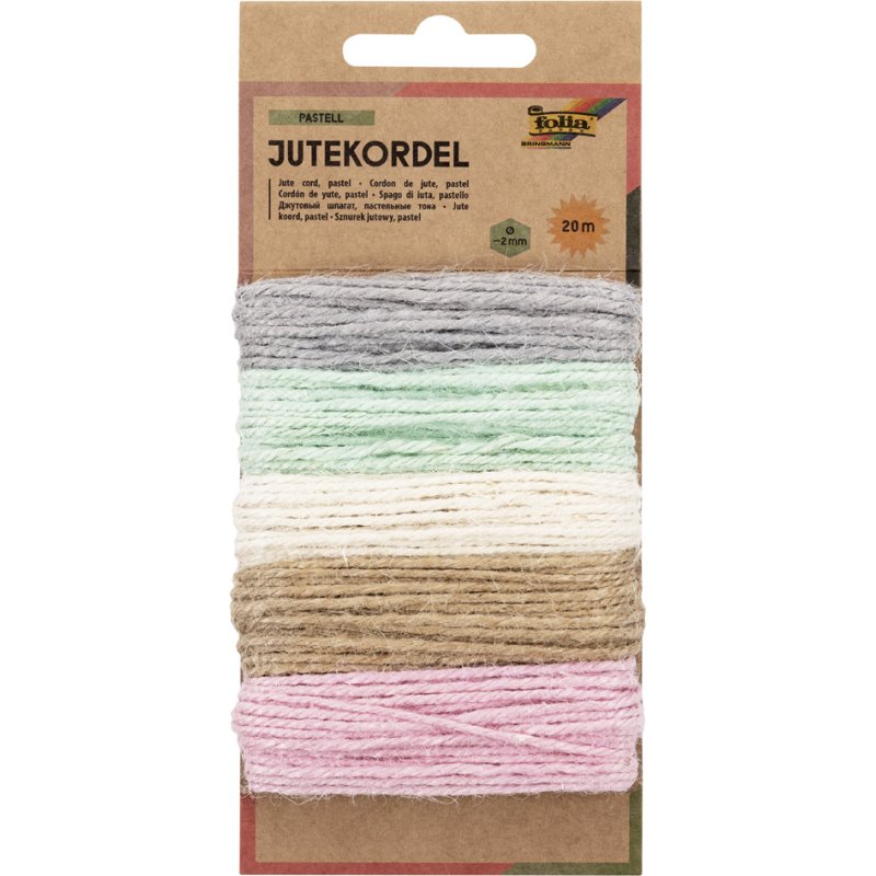folia jute touwslinger, gemengde kleuren, 5 x 4 meter, 100% jute
