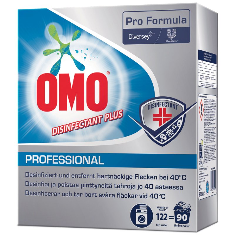 OMO Professional lessive désinfectante plus, 90 lavages, 8,55 kg