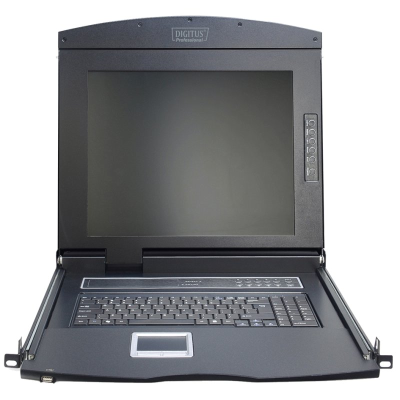 DIGITUS bedieningsconsole met KVM-switch, 19 inch, 8-poorts, zwart