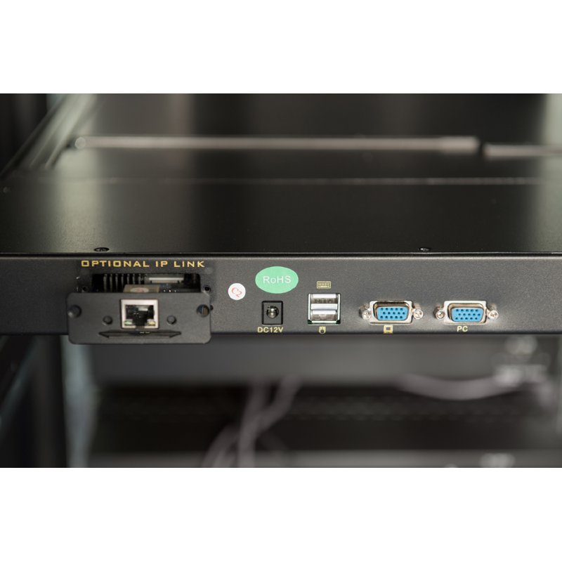 DIGITUS console de commande avec commutateur KVM, 19 pouces, 8 ports, noir