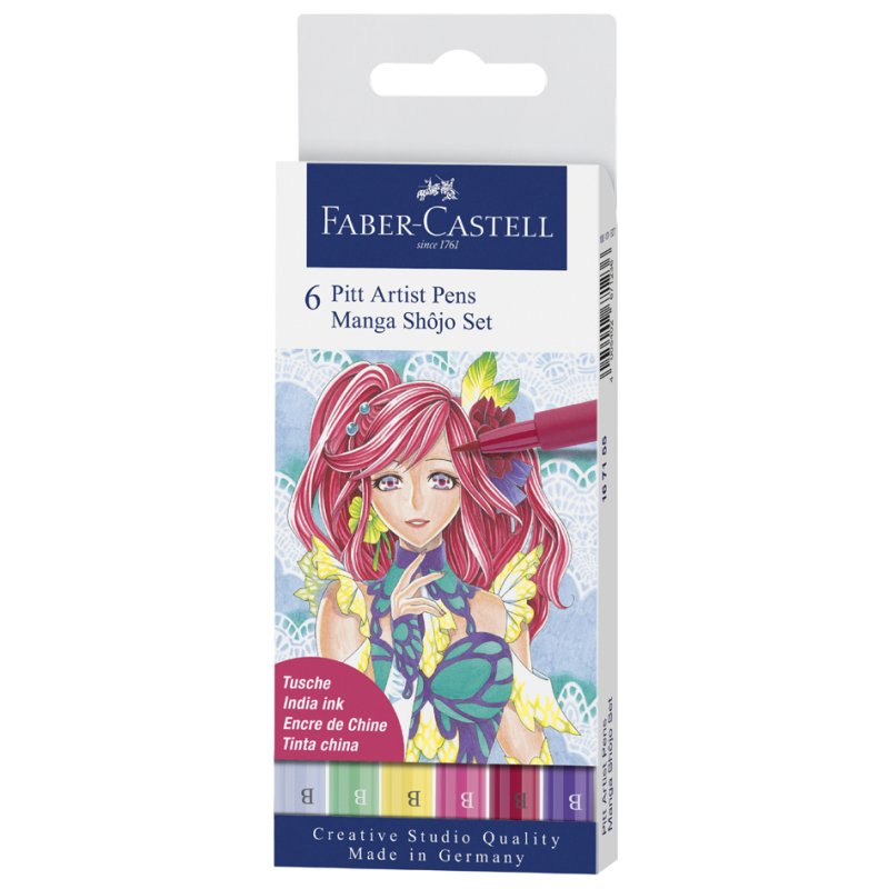 FABER-CASTELL crayons PITT artist pen, Manga Shôjo set, 6 pièces
