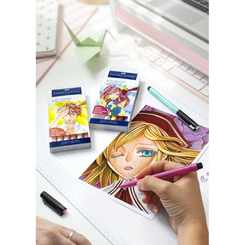 FABER-CASTELL crayons PITT artist pen, Manga Shôjo set, 6 pièces