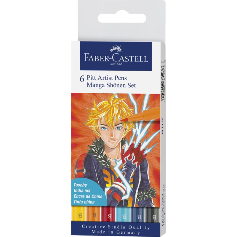 Faber-Castell stylos de dessin PITT artist pen, set Manga Shônen, 6 pièces