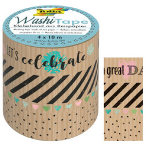 folia decoratief plakband washi tape kraftpapier set, 4 stuks, met de hand scheurbaar