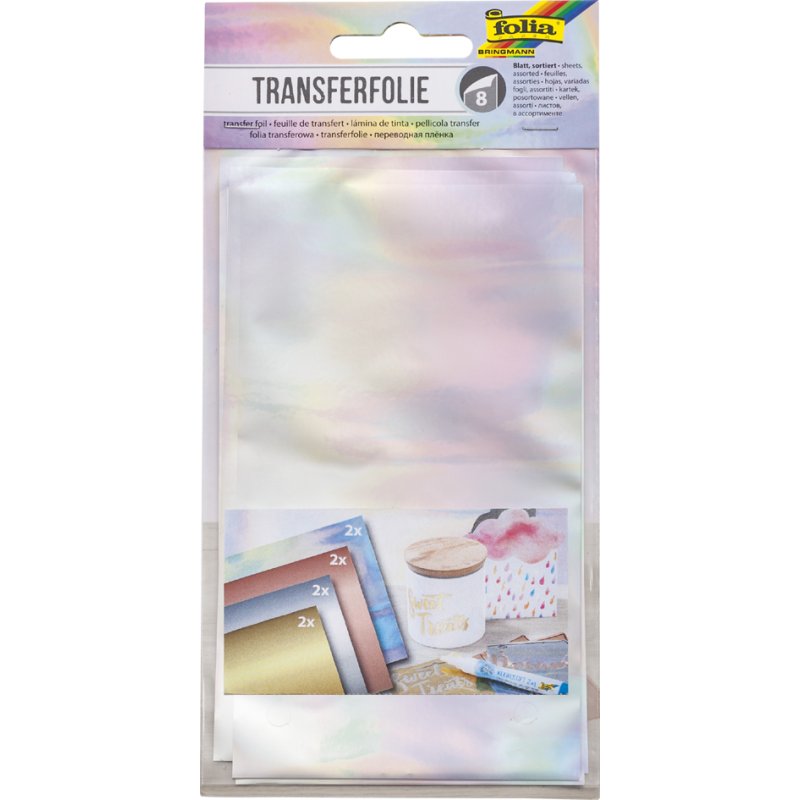 folia transferfolie set, 90×160 mm, gekleurd gesorteerd, 8 vel