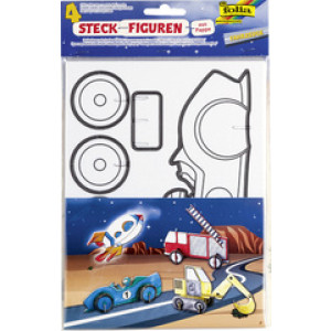 folia vervoermiddelen steekfiguren karton, voorgedrukte contouren, 4 stuks