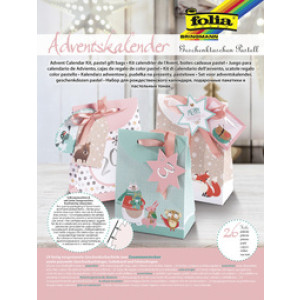 folia adventskalender geschenktasjes pastell, 26-delig, 6 designs, pastelkleuren