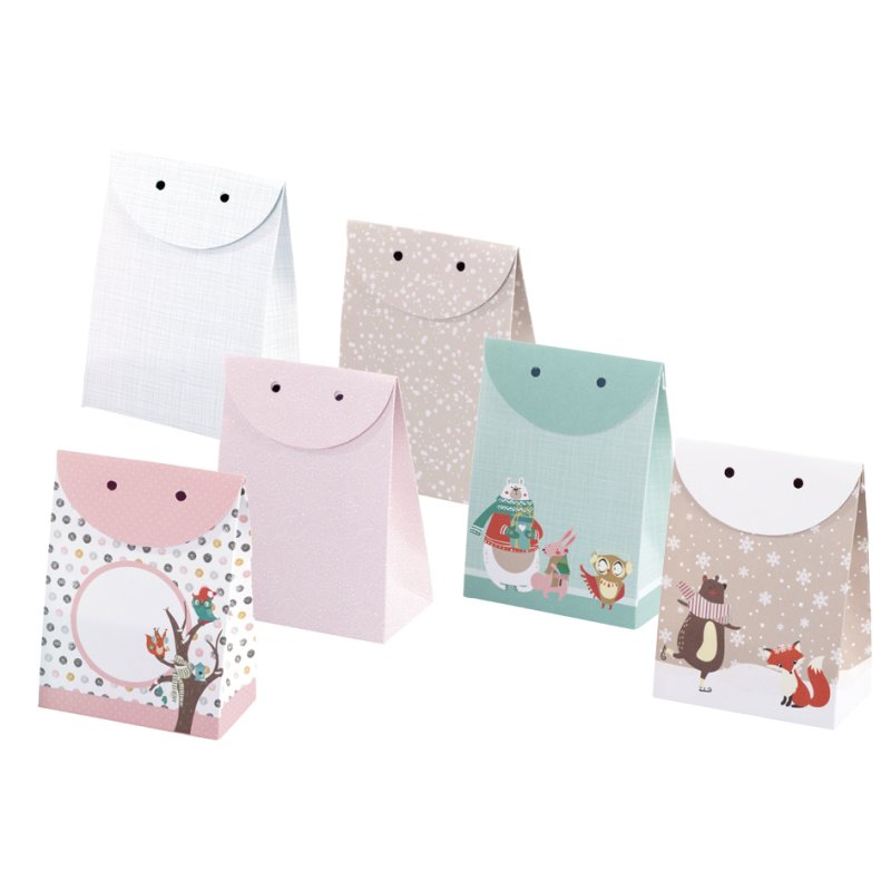folia adventskalender geschenktasjes pastell, 26-delig, 6 designs, pastelkleuren