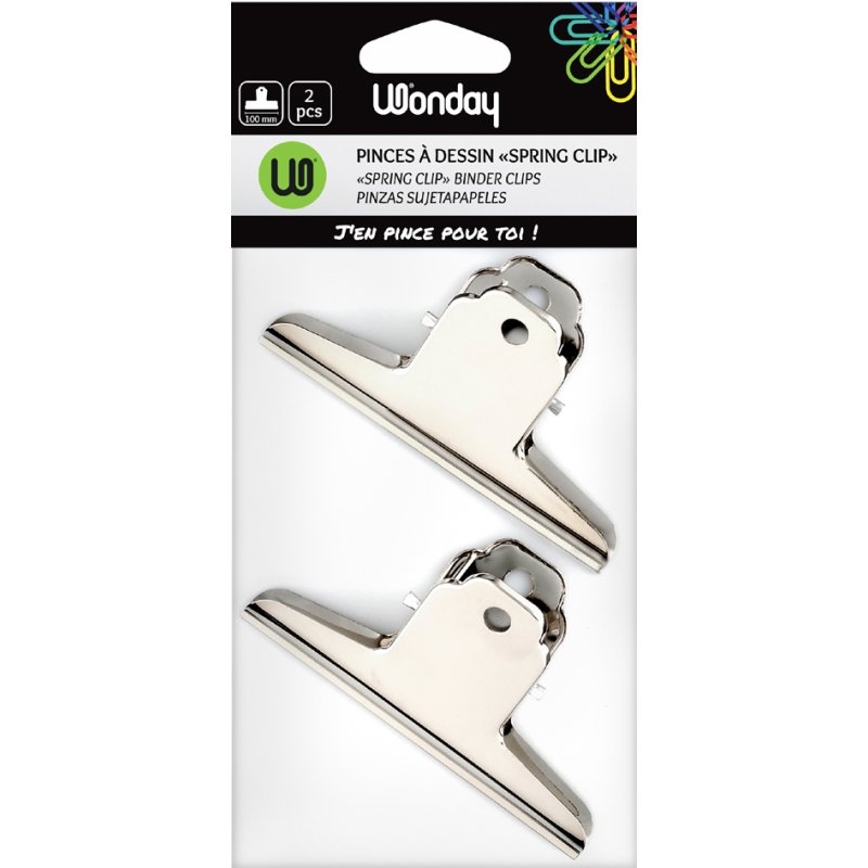 Wonday pince à lettres métallique à ressort, nickel, largeur 144 mm, 12 pièces