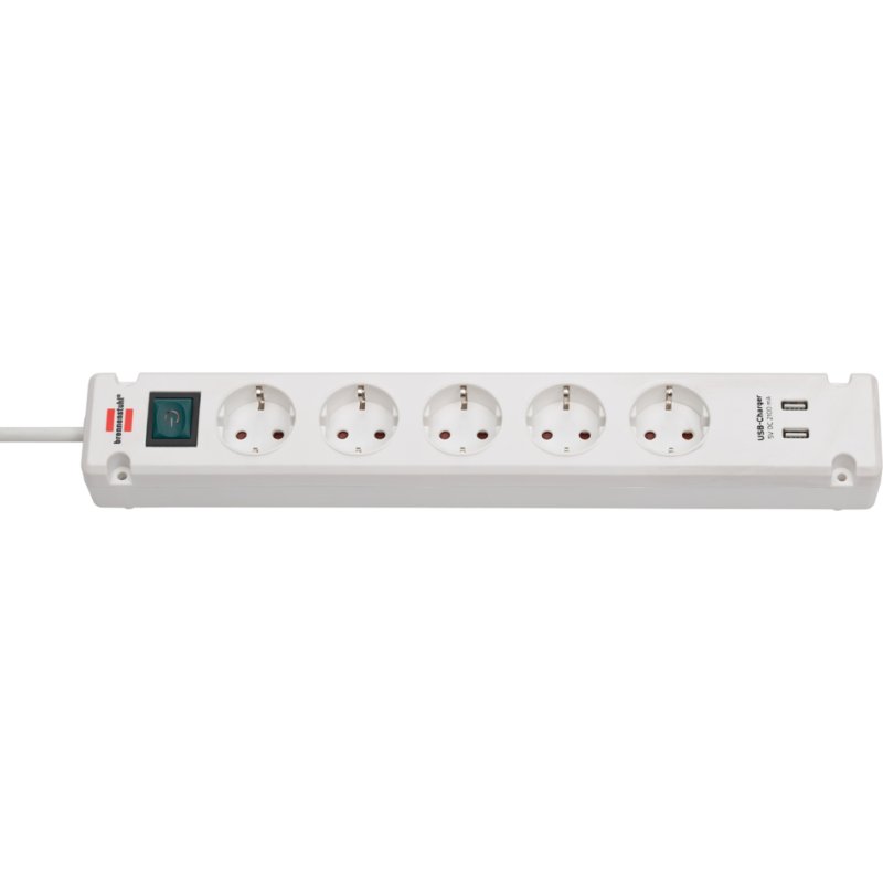 brennenstuhl power strip Bremounta, 5-way with USB, white, 3 m cable