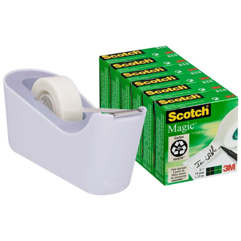 Scotch plakbandhouder multipack C18, lavendel, incl. 6 rollen Magic 810