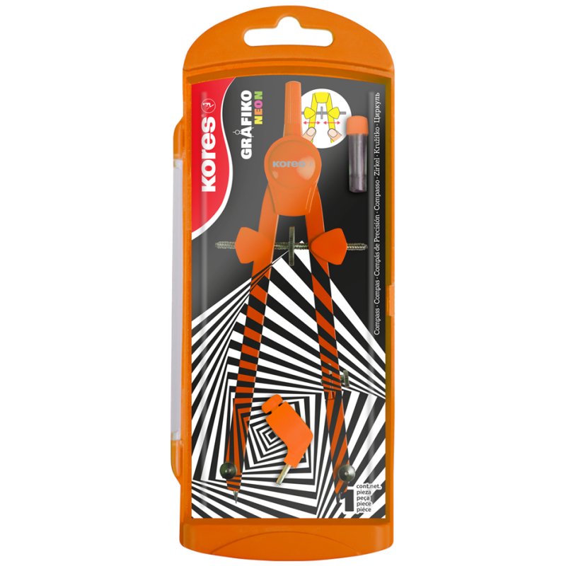 Kores compas à ajustement rapide Grafiko Neon, métal, 170 mm, couleurs fluo