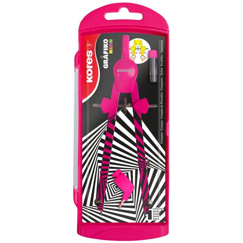 Kores compas à ajustement rapide Grafiko Neon, métal, 170 mm, couleurs fluo