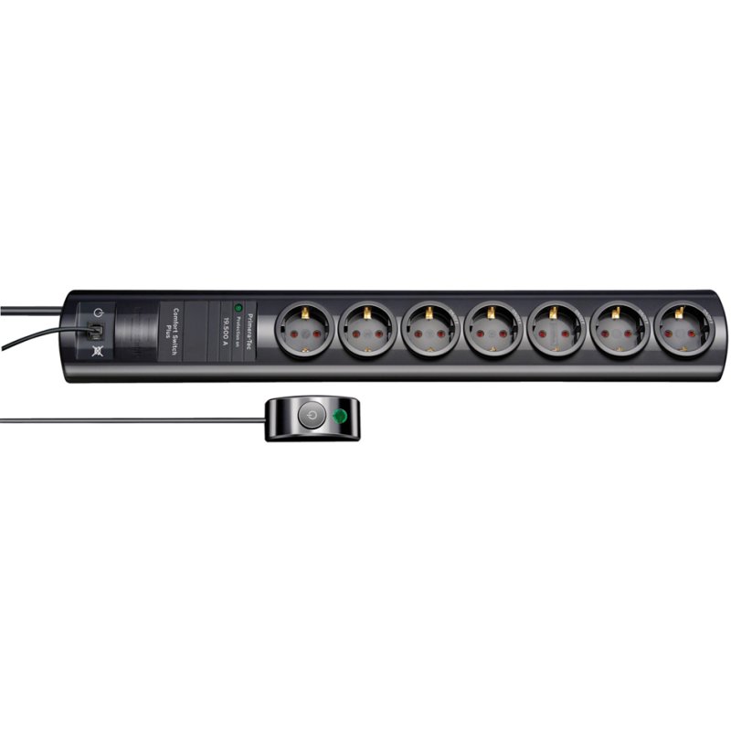 Brennenstuhl multiprise Primera-Tec Comfort Switch, protection surtension, 7 prises, noir