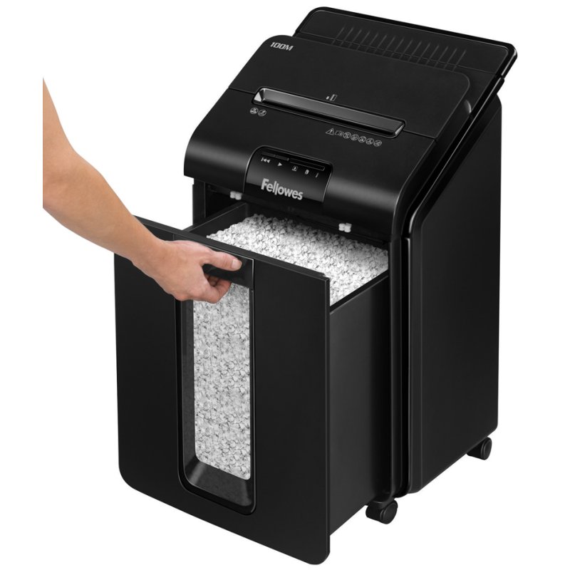 Fellowes shredder AutoMax 100M, black, up to 100 sheets, P-4, 23 litres