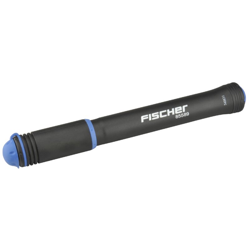 FISCHER mini pompe à vélo flex, noir/bleu, 200 mm, adaptateur universel