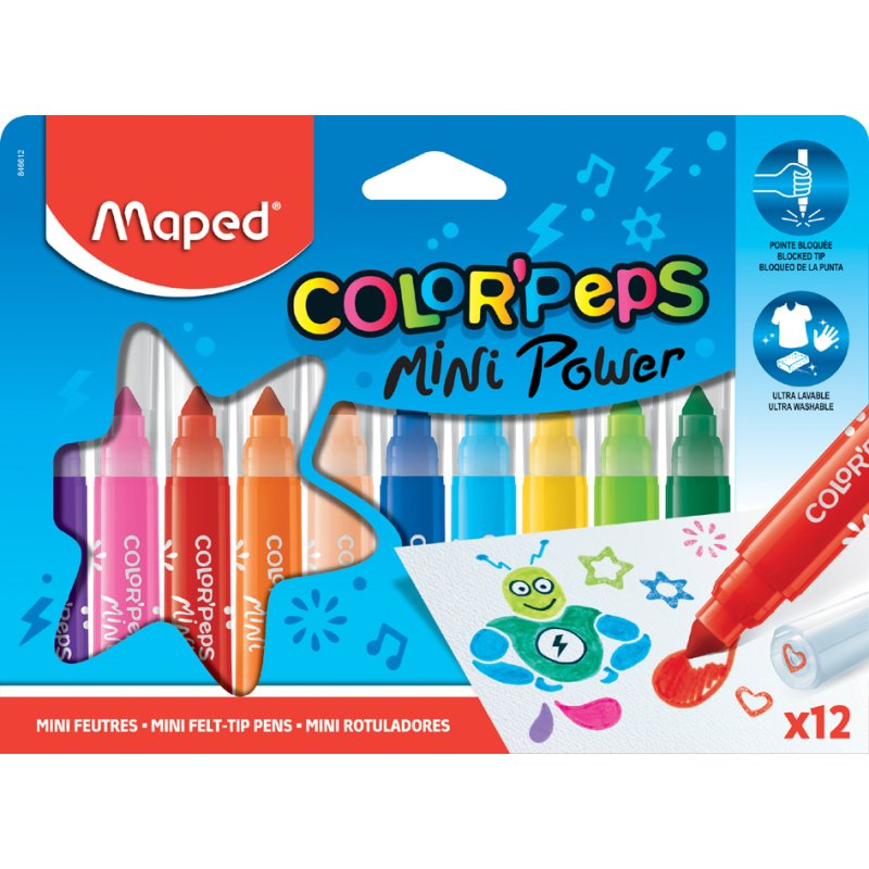 Maped crayons de couleur Mini Power, 12 pièces, couleurs assorties
