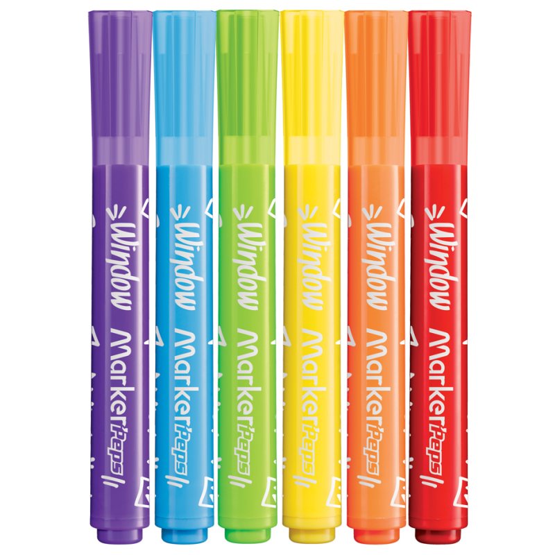 Maped window markers set, 6 colours, 2 mm, with microfibre cloth