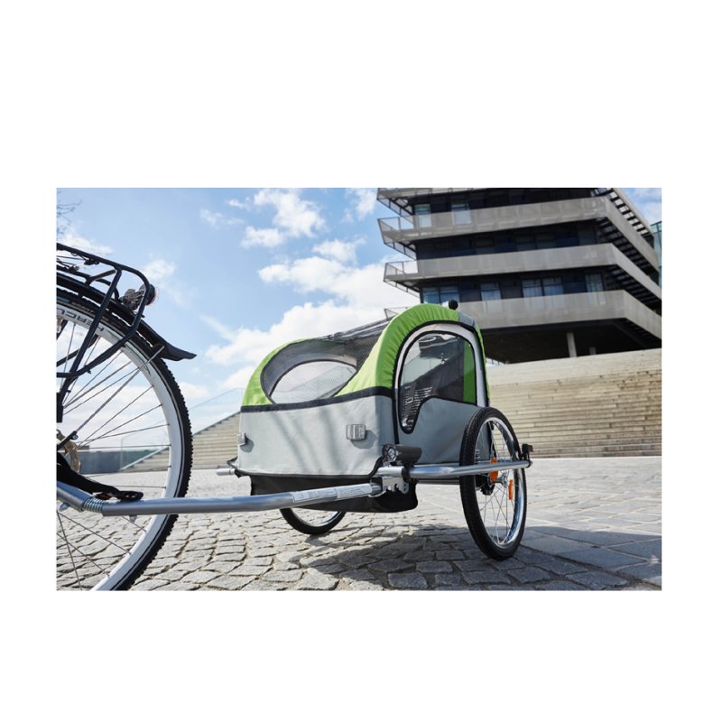 FISCHER remorque vélo enfants Comfort, noir/vert, 1-2 enfants, roues 20 pouces