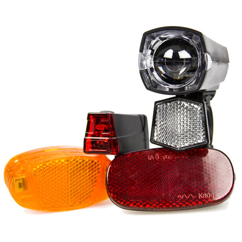 FISCHER kit de réparation vélo, 7 pièces, éclairage LED, batterie