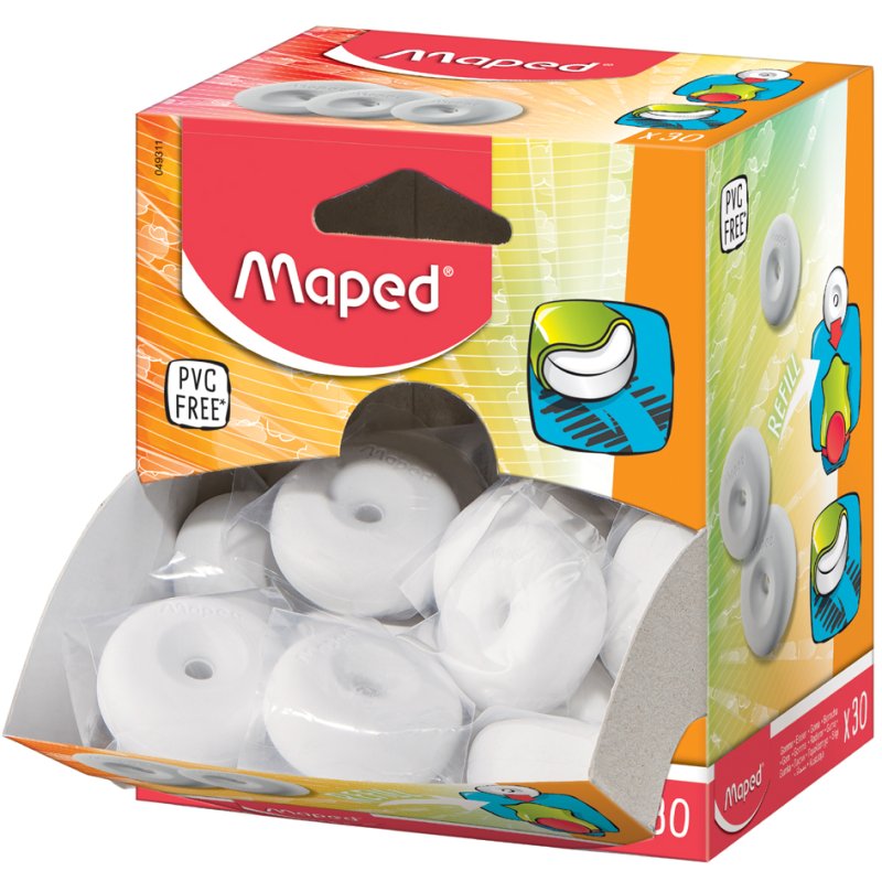 Maped spare eraser for Loopy pencil sharpener, white, PVC-free, 30 pieces