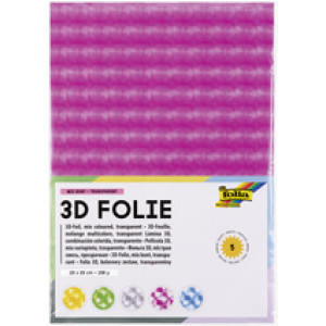 folia 3D-folie, 150 micron, geassorteerde kleuren, 230×330 mm, 5 stuks