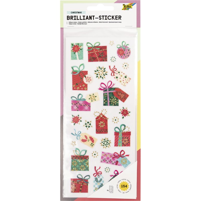 folia glanzende kerststerren-stickers, kerstmotieven, 100 × 230 mm, 5 vel