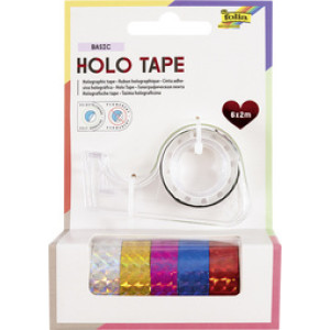 folia holografische decoratie kleeffilm met afroller, zelfklevend, 6 rollen 12 mm × 2 m