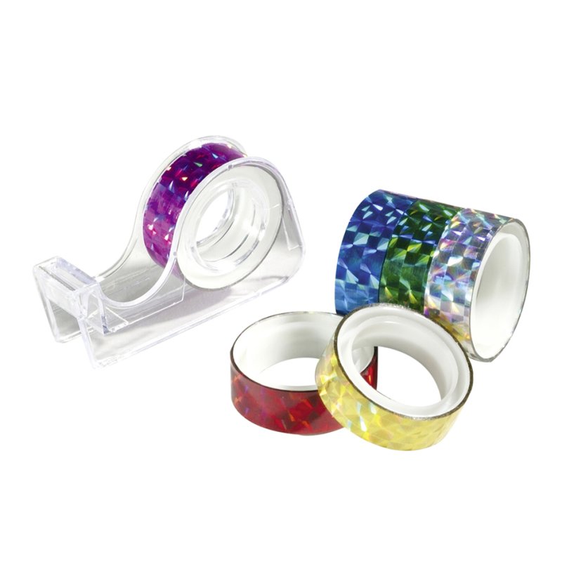 folia holografische decoratie kleeffilm met afroller, zelfklevend, 6 rollen 12 mm × 2 m