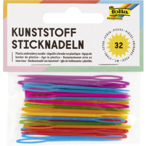 folia borduurnaald gekleurd kunststof, PP, 65 mm, 32 stuks
