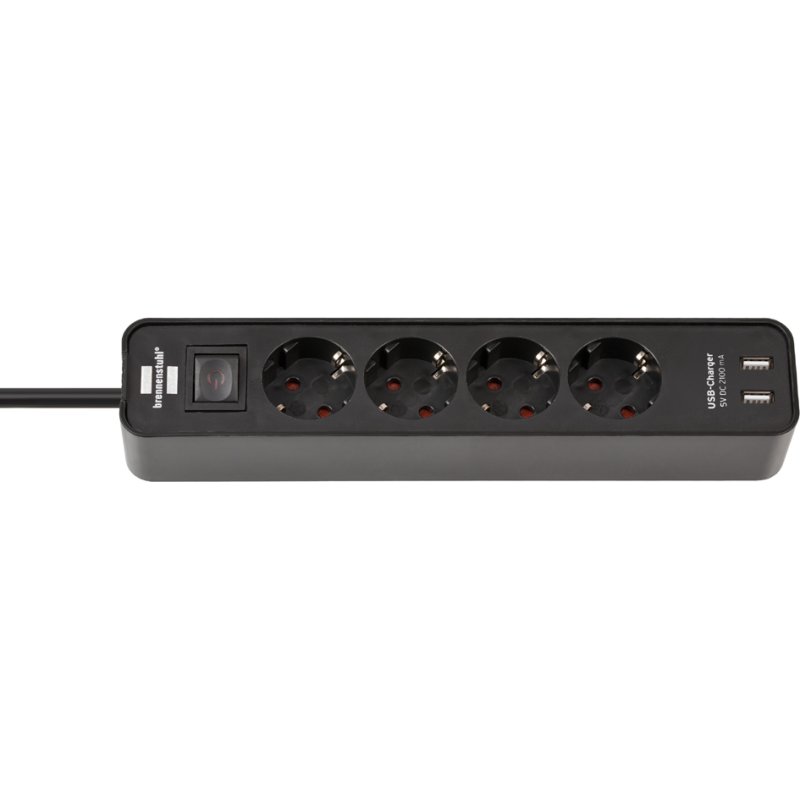 brennenstuhl power strip Ecolor 4-way, white/black, 2 USB ports, 1.5 m
