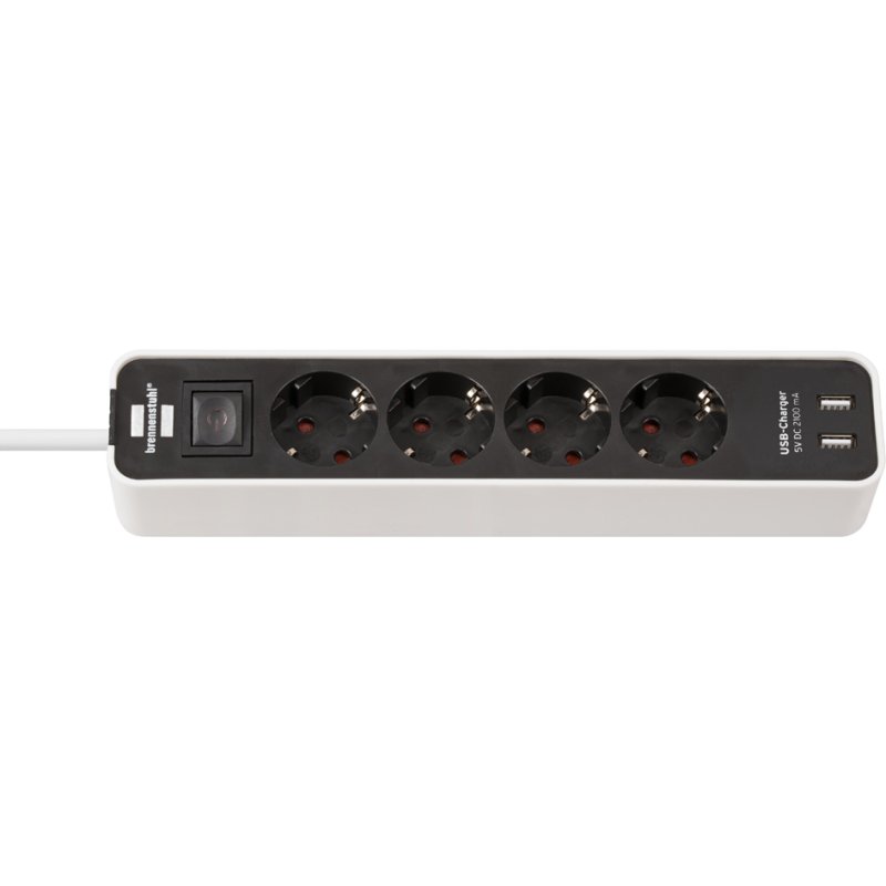 brennenstuhl power strip Ecolor 4-way, white/black, 2 USB ports, 1.5 m