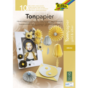 folia gekleurd kartonblok A4, goud en zilver, 130g, 10 vel