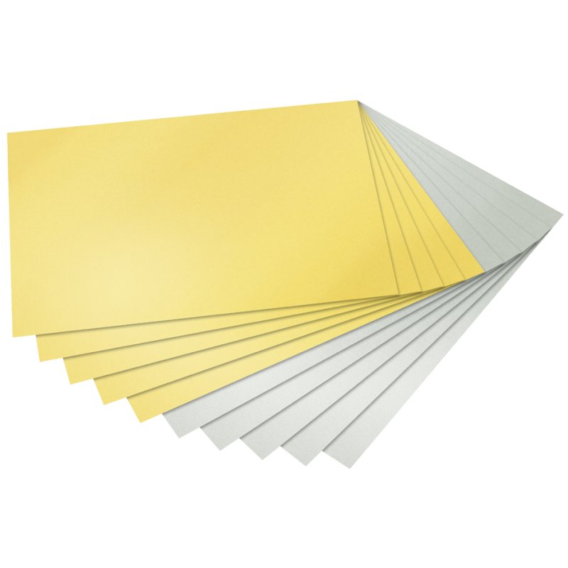 folia gekleurd kartonblok A4, goud en zilver, 130g, 10 vel