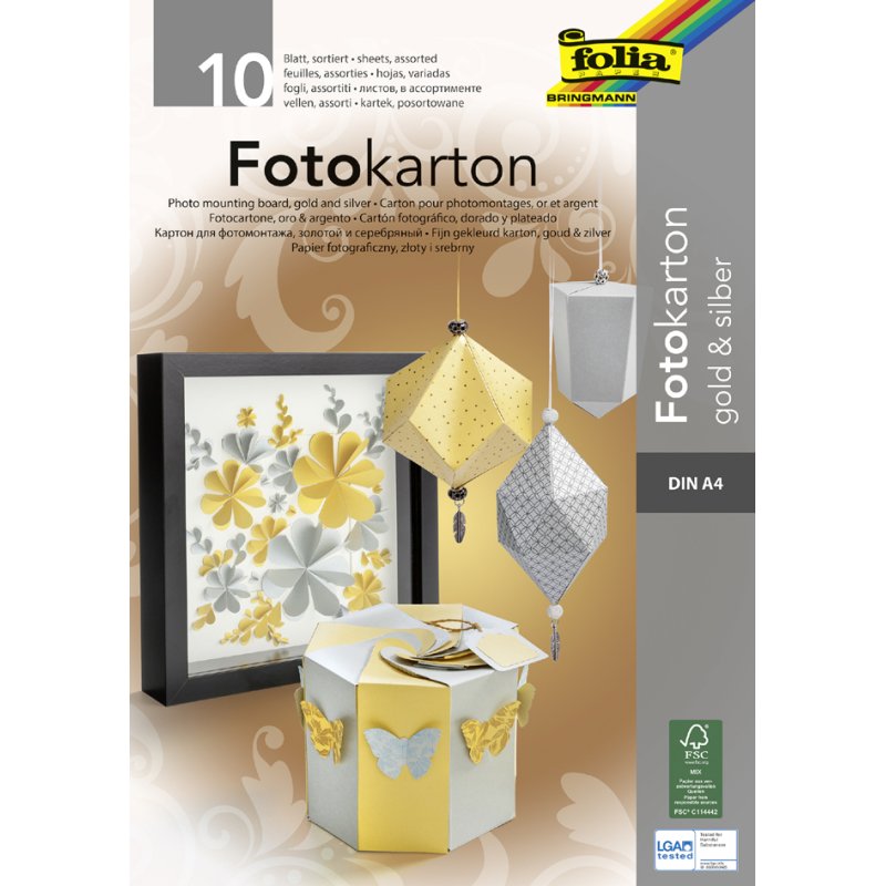 folia fotokartonblok A4, goud en zilver, 300g, 10 vel