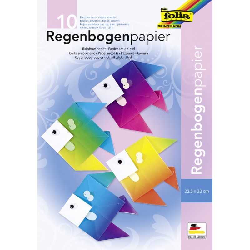 folia regenboogpapier, 225 x 320 mm, 100 g/m², 10 vel