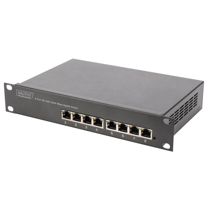 DIGITUS 10 Gigabit switch, 8 poorten, RJ45, 150×250×42 mm