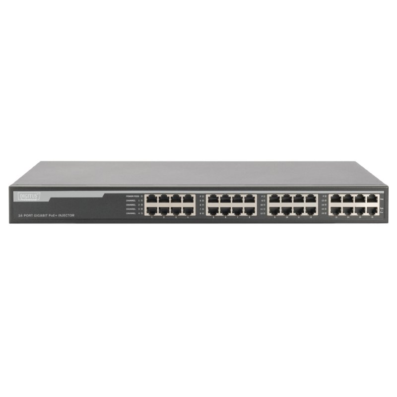 DIGITUS Injecteur Gigabit PoE+, 16 ports, 10/100/1000 Mbps
