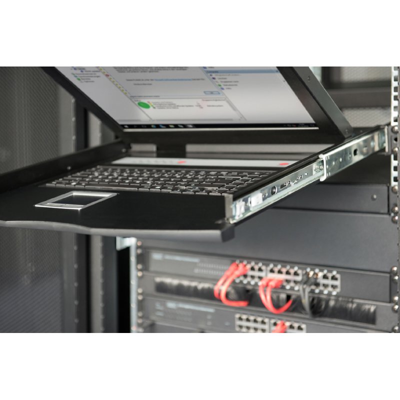 DIGITUS modulaire console met 16-poorts KVM-switch, zwart, 1366×768, 1 HE