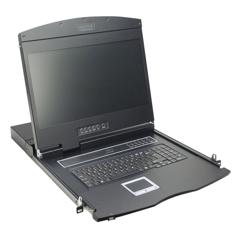 DIGITUS console modulaire avec commutateur KVM 16 ports, noir, 1366×768, 1 U