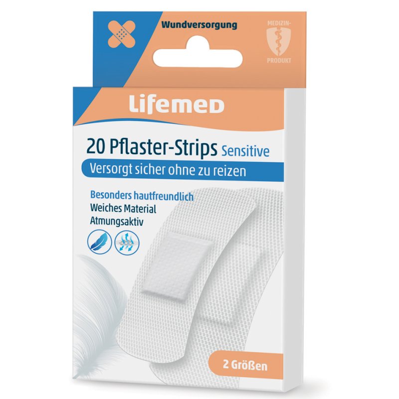 Lifemed bande adhésive sensible, blanc, 20 pièces