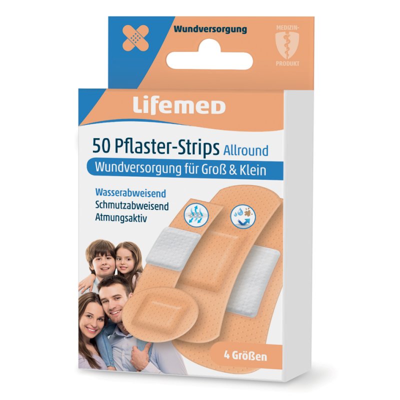 Lifemed Allround wound plasters, skin-coloured, PU material, 50 pieces